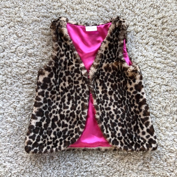 Hanna Andersson Other - Hanna Andersson Faux Fur Leopard Print Vest Pink